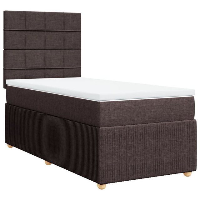 vidaXL Boxspringbett, Boxspringbett mit Matratze Dunkelbraun 90x190 cm Stof günstig online kaufen