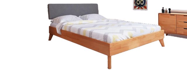 Natur24 Einzelbett Bett Gerg 4 Sonderlänge 120x210 Kernbuche Polsterkopftei günstig online kaufen