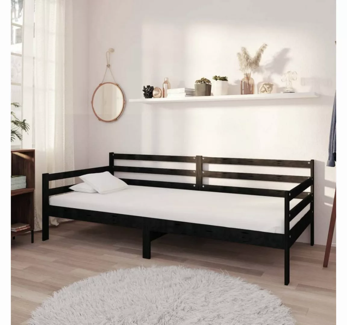 vidaXL Bett Tagesbett mit Matratze 90x200 cm Schwarz Kiefer Massivholz günstig online kaufen