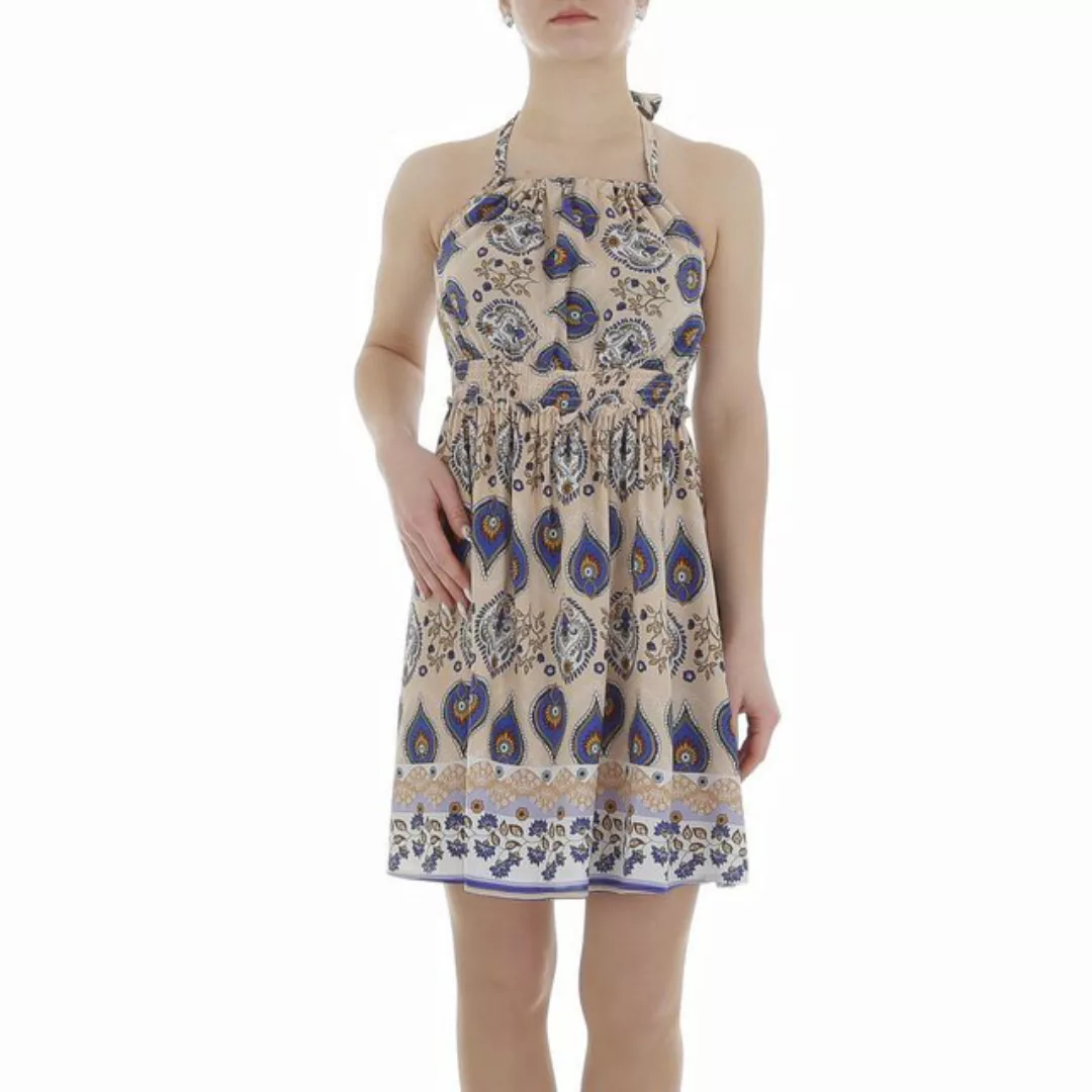 Ital-Design Sommerkleid Damen Freizeit (85941335) Print Minikleid in Beige günstig online kaufen