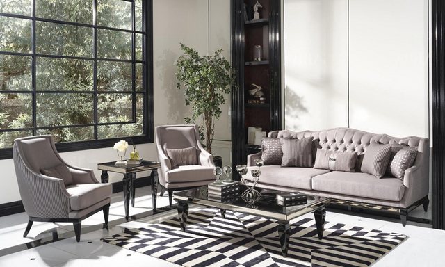 Xlmoebel Sofa Sofa-Set mit 3 Sesseln aus Stoff in Grau, 3-teilig, Hergestel günstig online kaufen