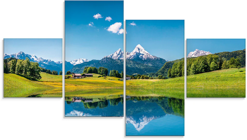 Artland Glasbild "Landschaft in den Alpen", Berge, (4 St.), in verschiedene günstig online kaufen