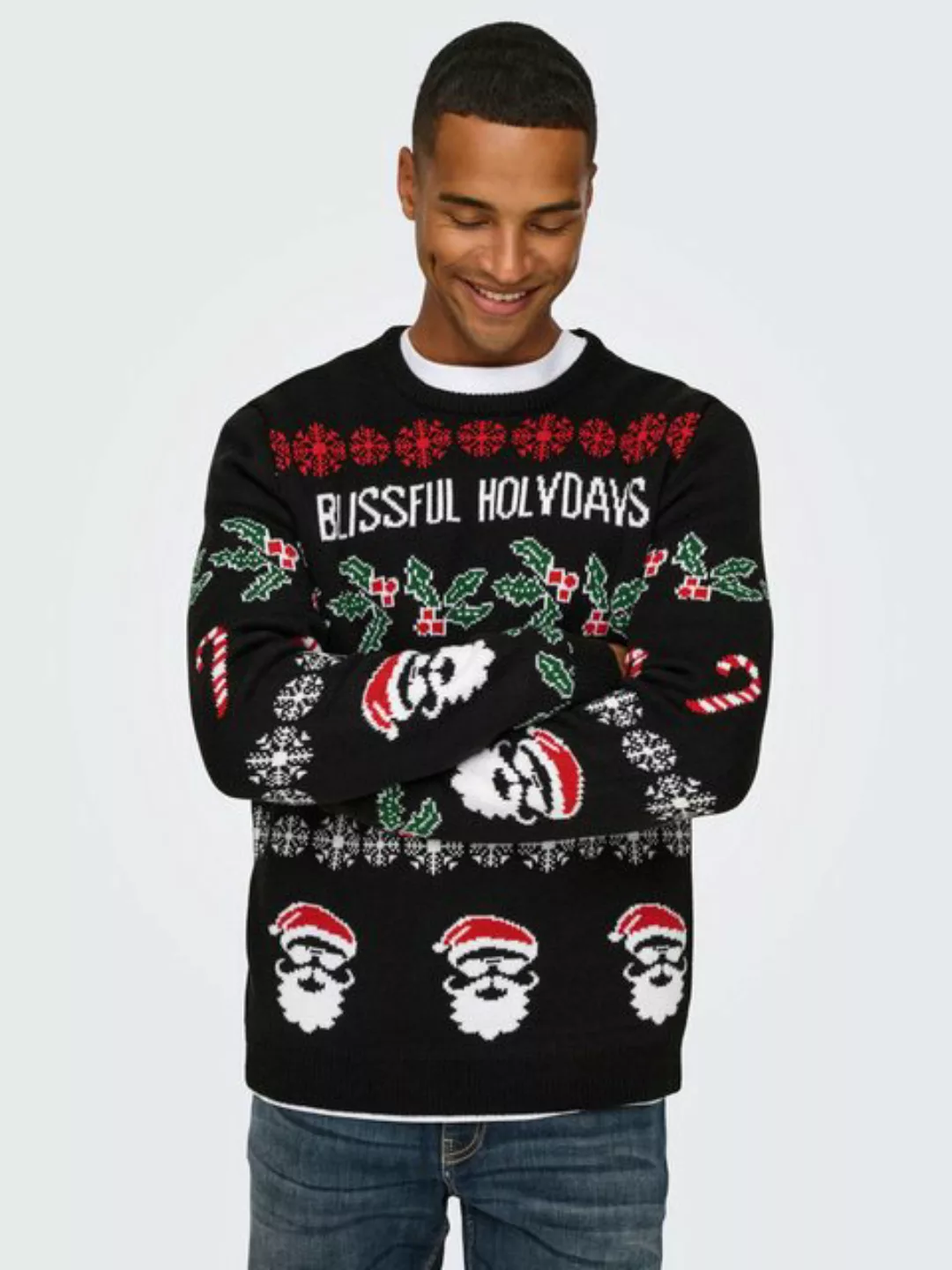 ONLY & SONS Weihnachtspullover - Stylischer ONSXMAS REG 5 Allover Crew Knit günstig online kaufen