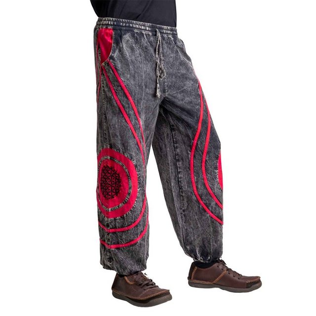 KUNST UND MAGIE Cargohose Hippiehose Blume des Lebens Pluderhose Haremshose günstig online kaufen