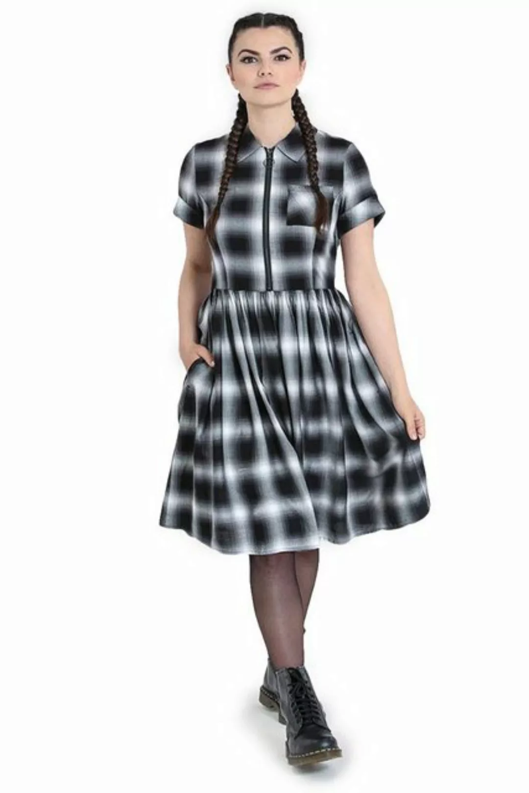 Hell Bunny A-Linien-Kleid Avril Mid Dress Vintage Retro Kariert Hemdkleid günstig online kaufen