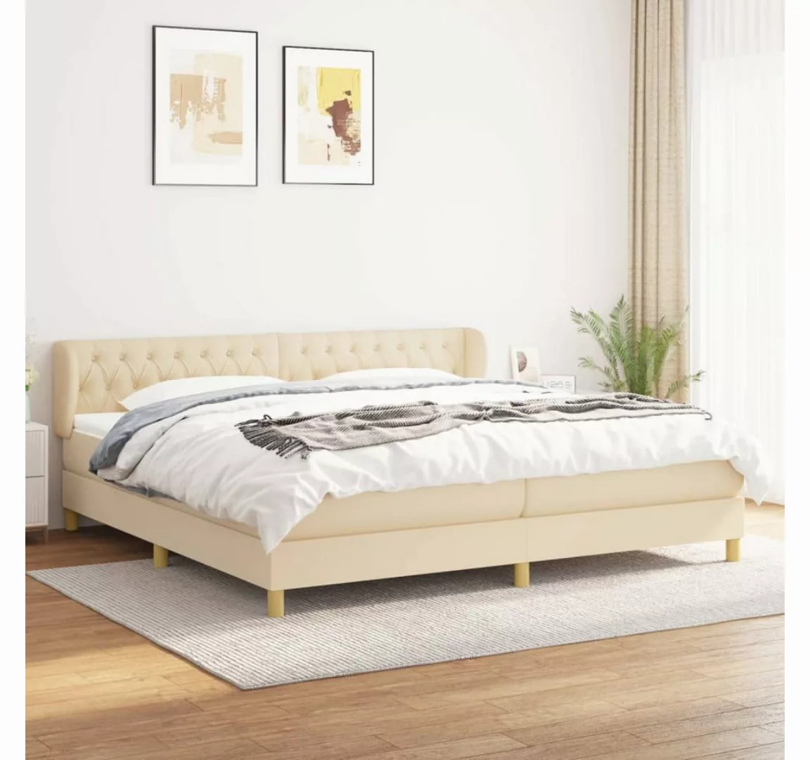 vidaXL Boxspringbett Boxspringbett mit Matratze Creme 200x200 cm Stoff Bett günstig online kaufen