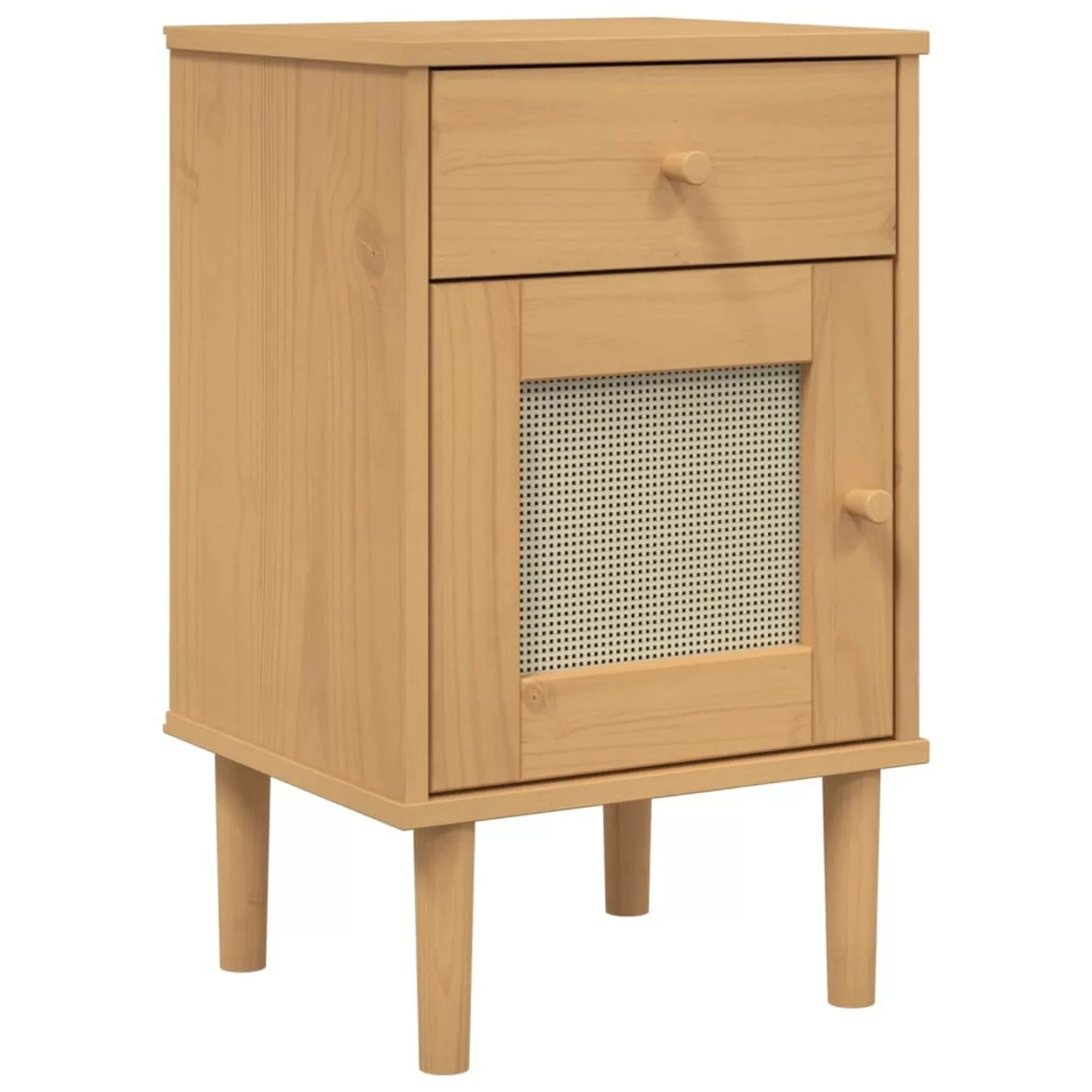 vidaXL Nachttisch SENJA Rattan-Look Braun 40x35x65cm Massivholz Kiefer günstig online kaufen