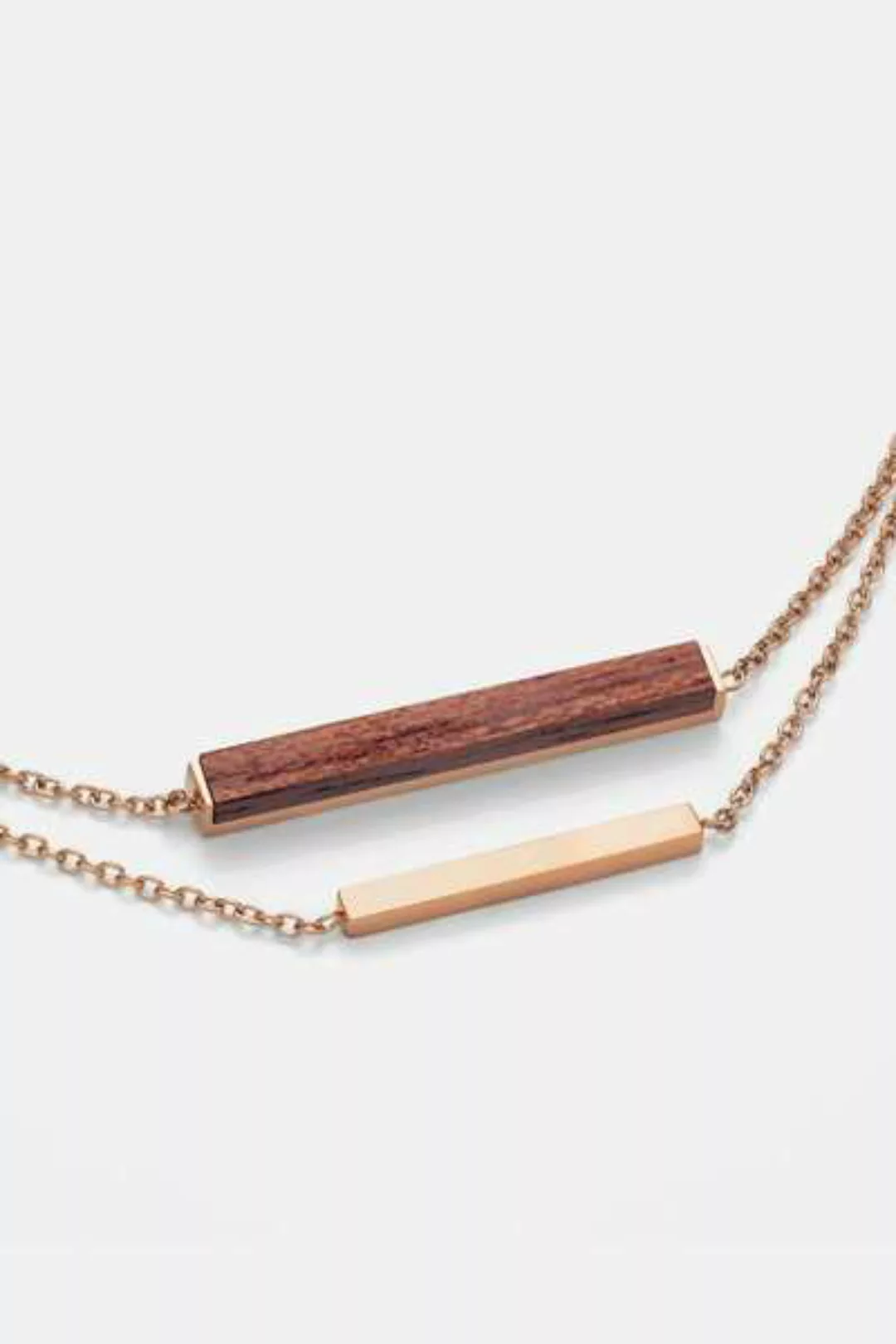 Schmuckset Mit Holzelementen 'Rectangle Halskette & Square Ohrringe' günstig online kaufen