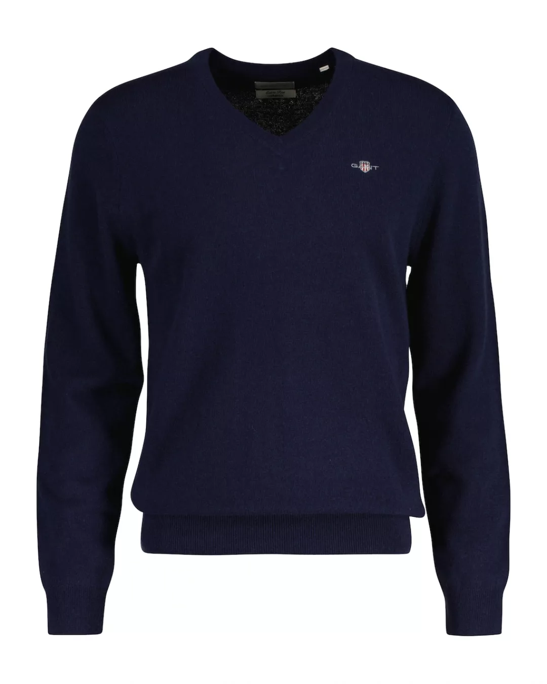 Gant V-Ausschnitt-Pullover EXTRAFINE LAMBSWOOL V-NECK mit Logostickerei günstig online kaufen