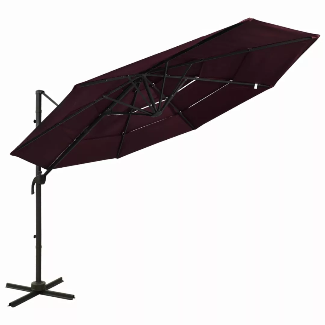 Sonnenschirm Mit Aluminium-mast 4-lagig Bordeauxrot 3x3 M günstig online kaufen