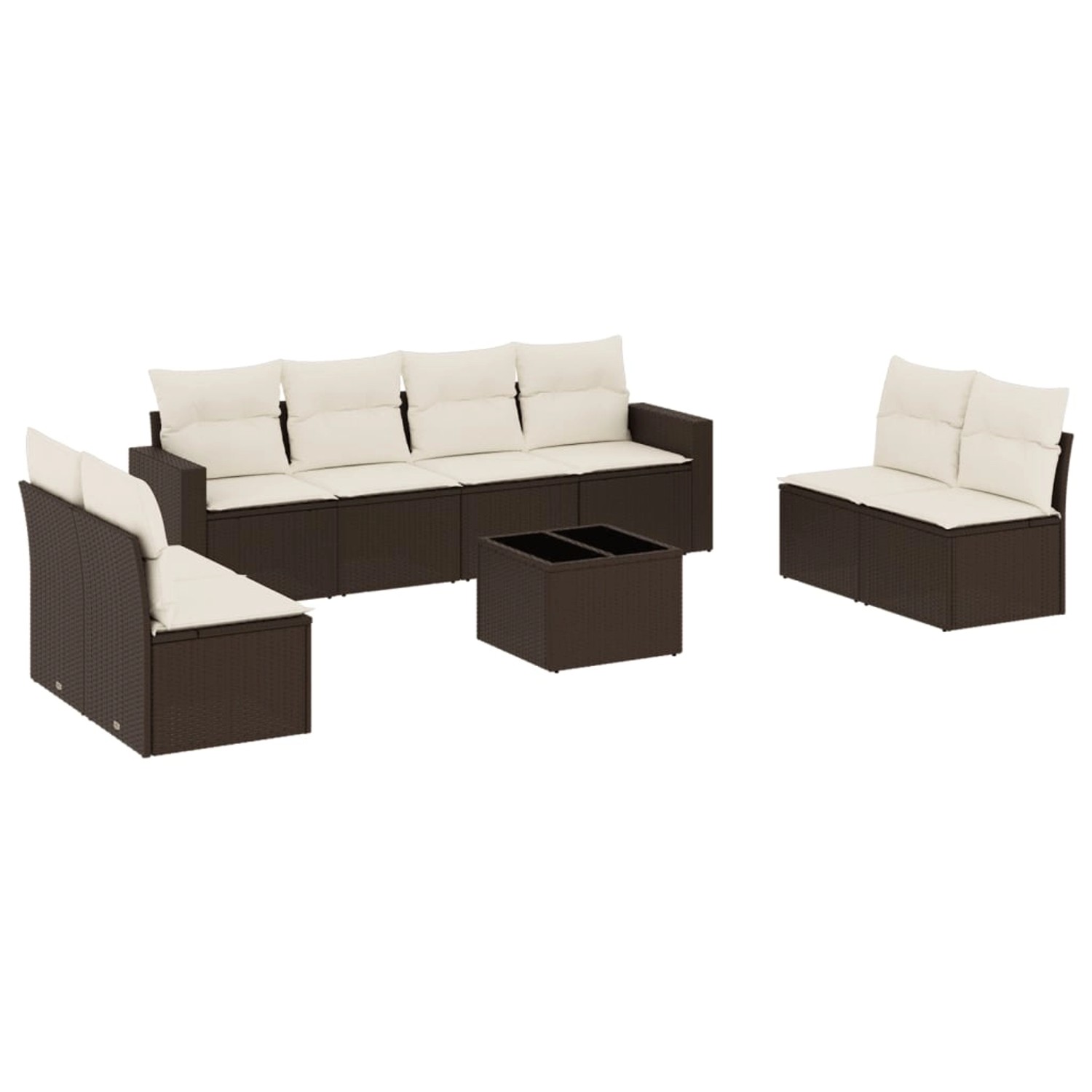 vidaXL 9-Tlg Garten-Sofagarnitur mit Kissen Braun Poly Rattan 3218853 günstig online kaufen