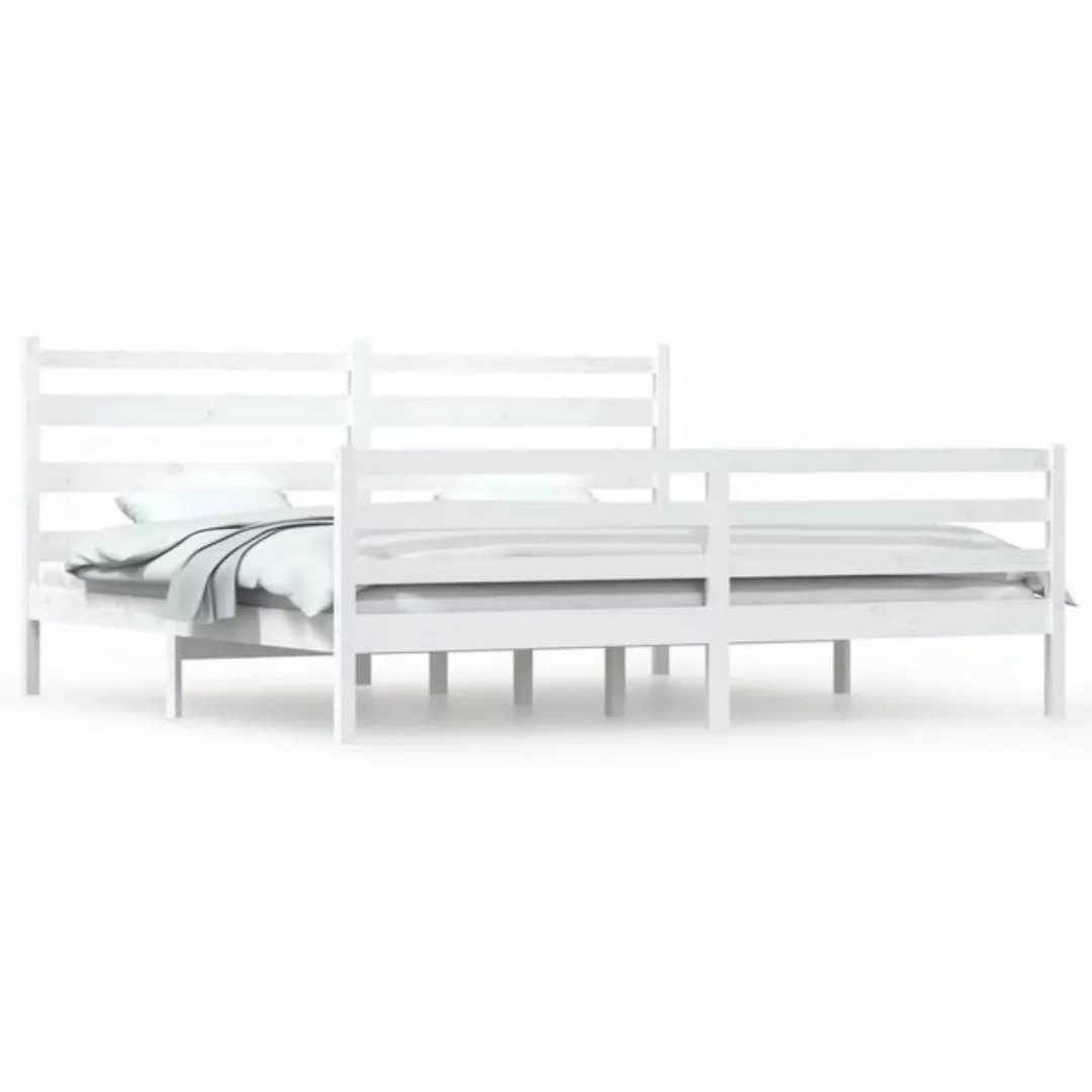 vidaXL Bettgestell Massivholzbett Kiefer 200x200 cm Weiß Bett Bettgestell D günstig online kaufen