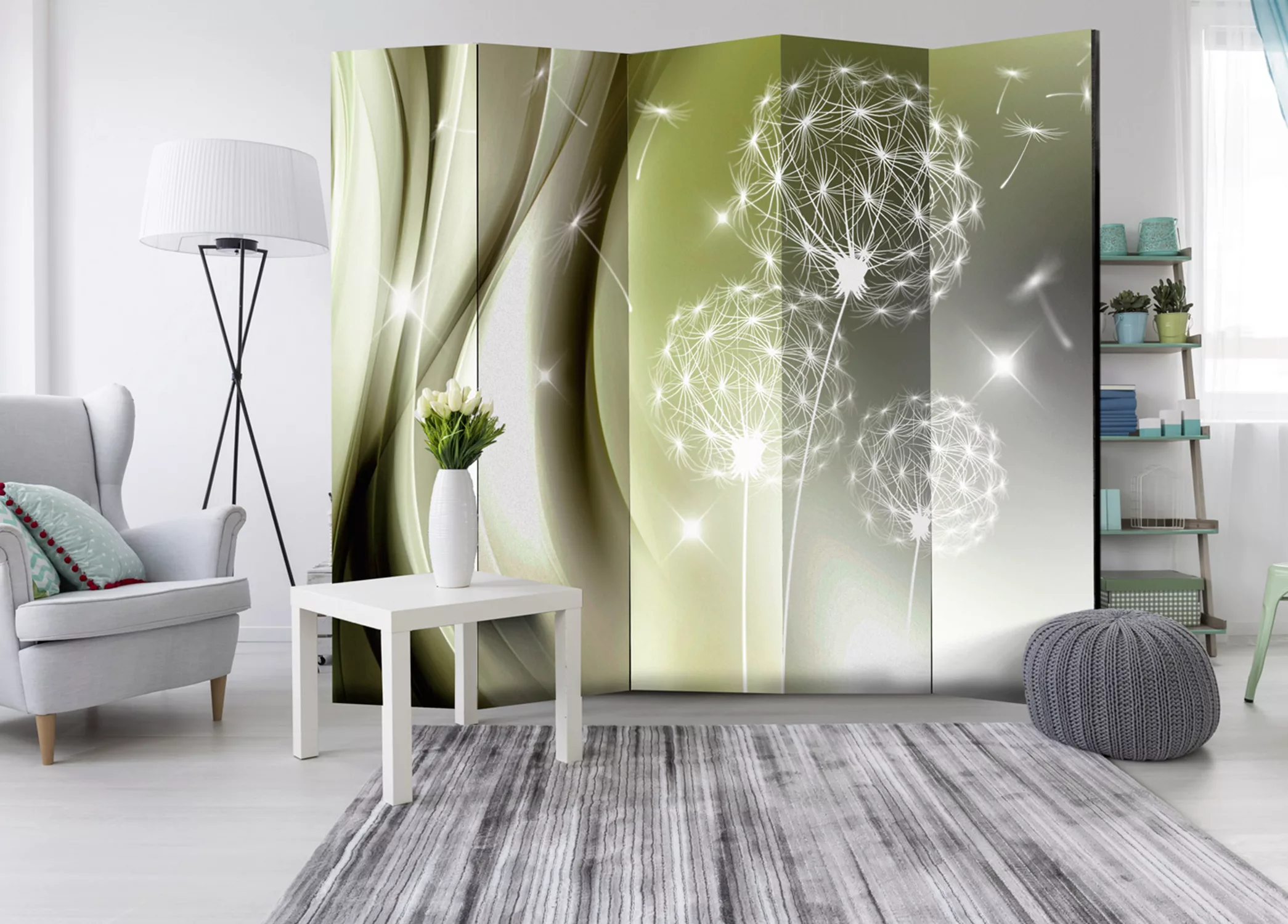 5-teiliges Paravent - Green Gentleness Ii [room Dividers] günstig online kaufen