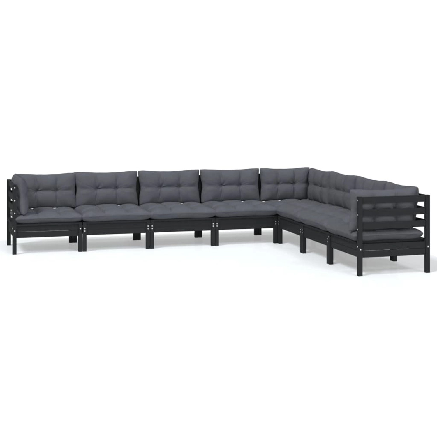 vidaXL 8-tlg Garten-Lounge-Set mit Kissen Schwarz Massivholz Kiefer Modell günstig online kaufen