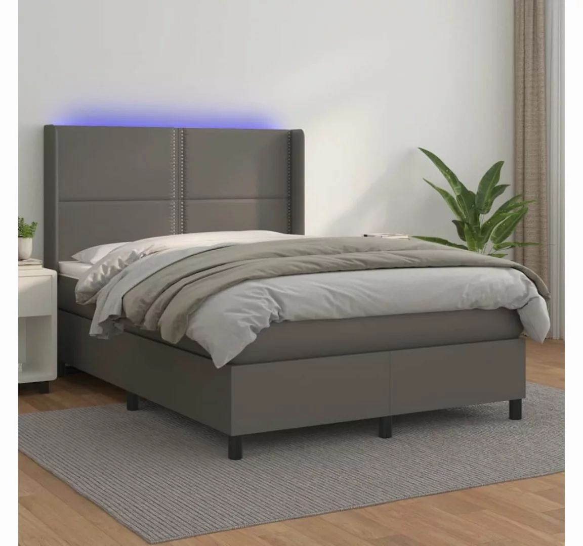 vidaXL Boxspringbett Boxspringbett mit Matratze und LED Kunstleder (140 x 2 günstig online kaufen