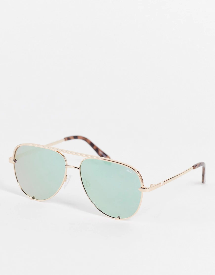 Quay – High Key – Kleine, randlose Pilotensonnenbrille für Damen in Roségol günstig online kaufen