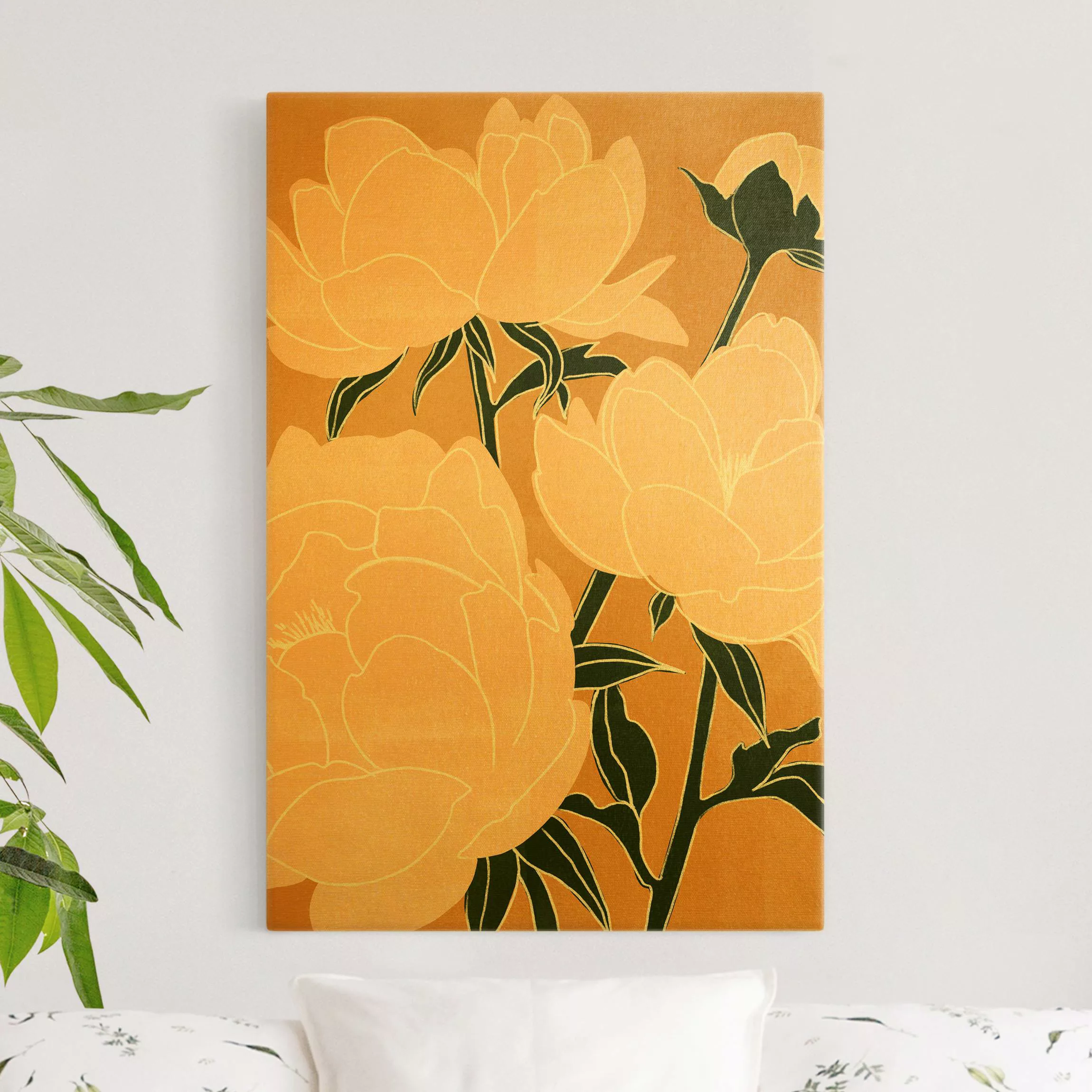 Leinwandbild Gold Moderne Pfingstrosen II günstig online kaufen