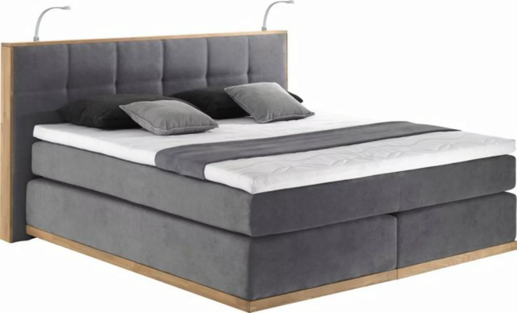 Places of Style Boxspringbett Vinton, aus Eiche, mit LED-Beleuchtung, versc günstig online kaufen