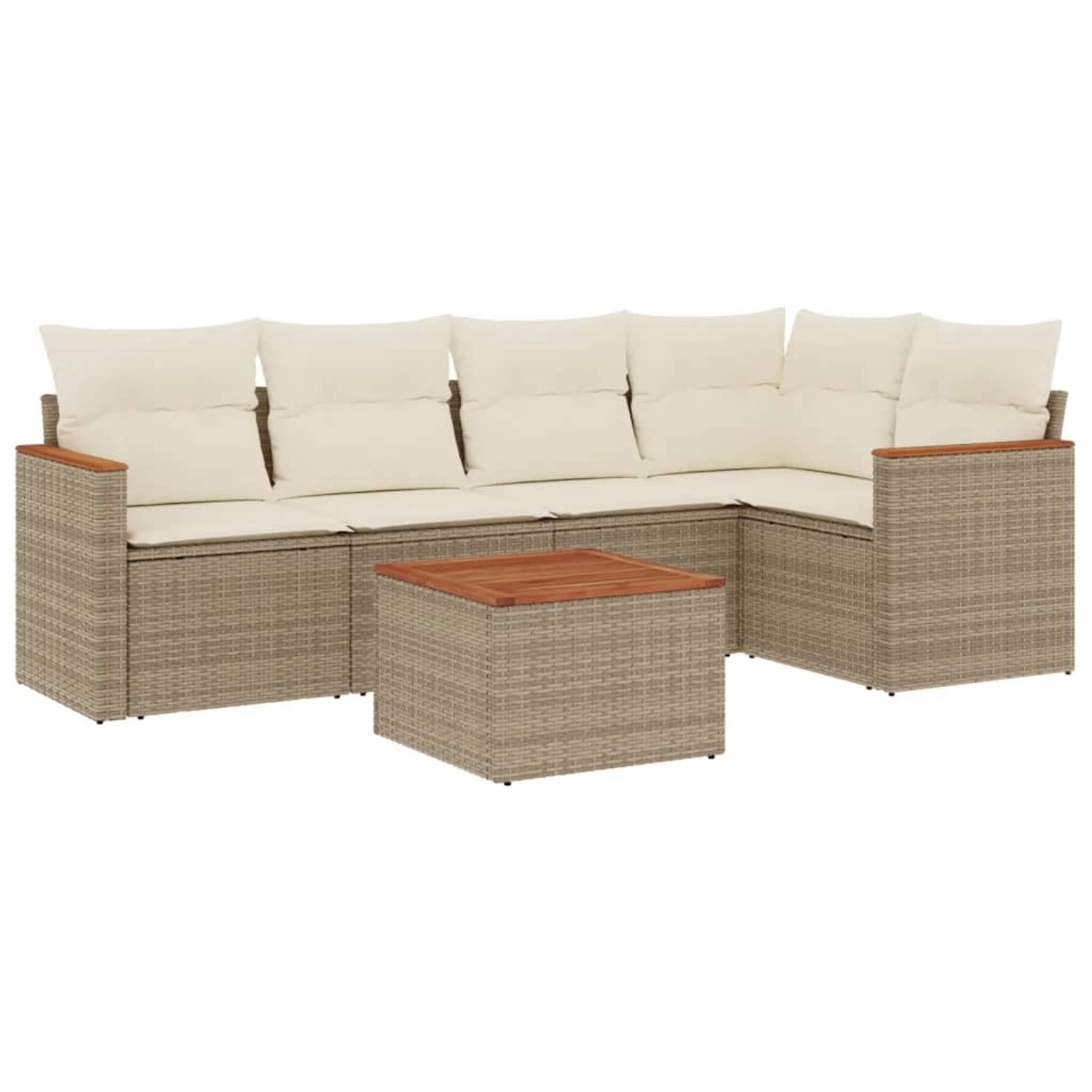 vidaXL 6-Tlg Garten-Sofagarnitur mit Kissen Beige Poly Rattan 3225953 günstig online kaufen