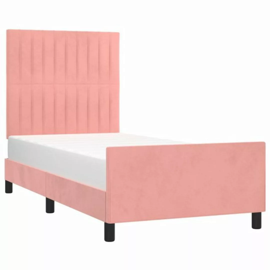 vidaXL Bett Bettgestell mit Kopfteil Rosa 90x200 cm Samt günstig online kaufen