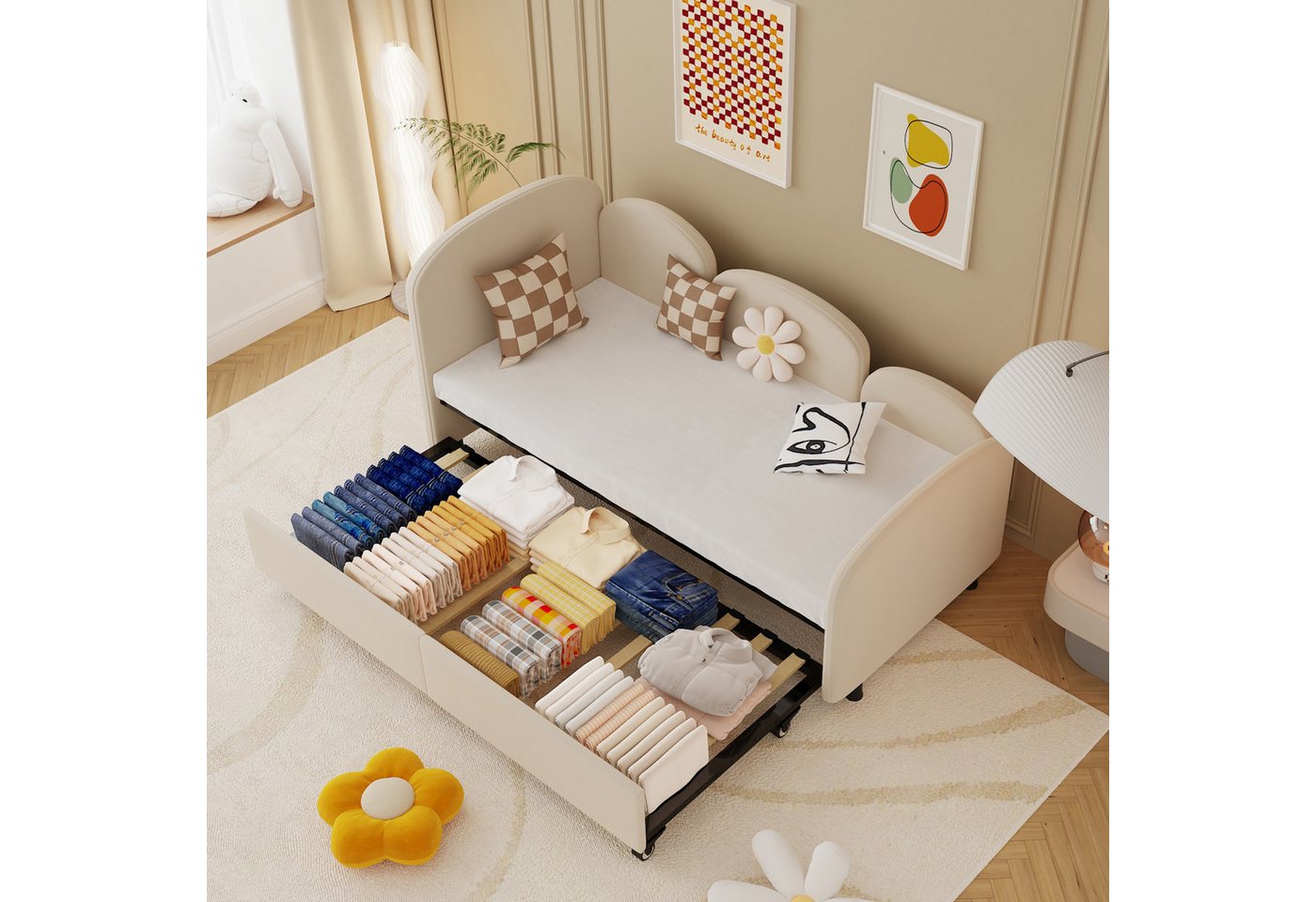 KLAM HOME Schlafsofa modernes Twin Size Daybed mit Storage Drawers Velvet g günstig online kaufen