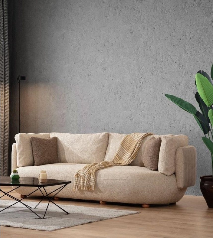 JVmoebel 3-Sitzer Hellbeiges Polstersofa Wohnzimmer Einrichtung Designer 3- günstig online kaufen