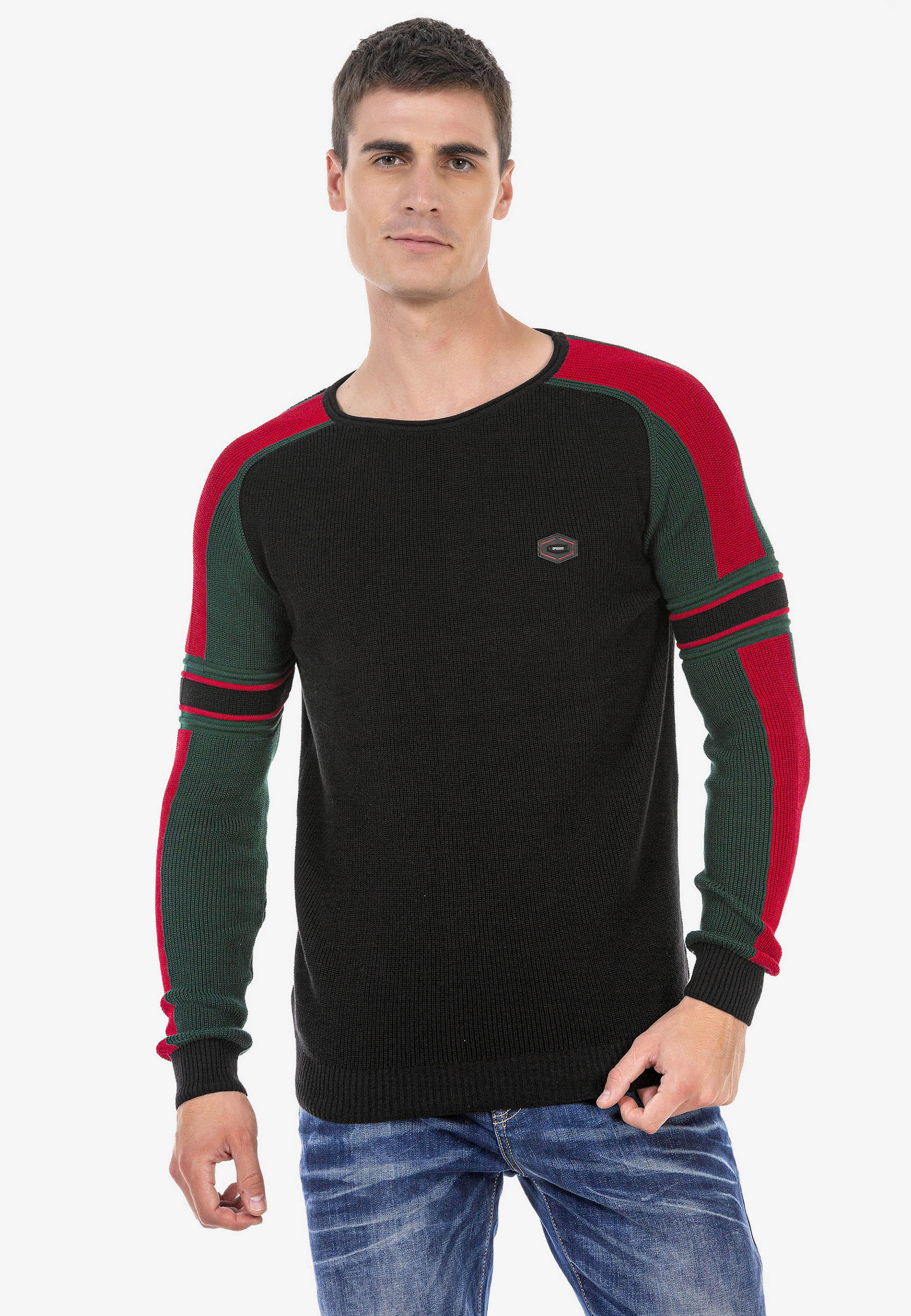 Cipo & Baxx Strickpullover in dreifarbiger Optik günstig online kaufen