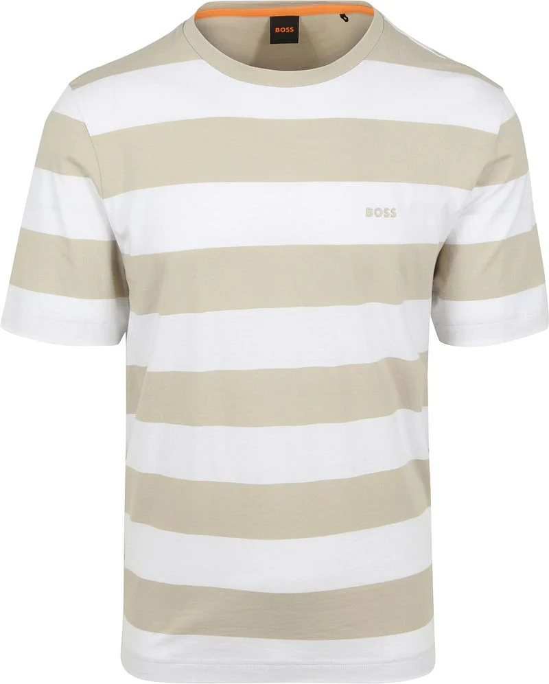 BOSS T-shirt Stripe Beige - Größe M günstig online kaufen