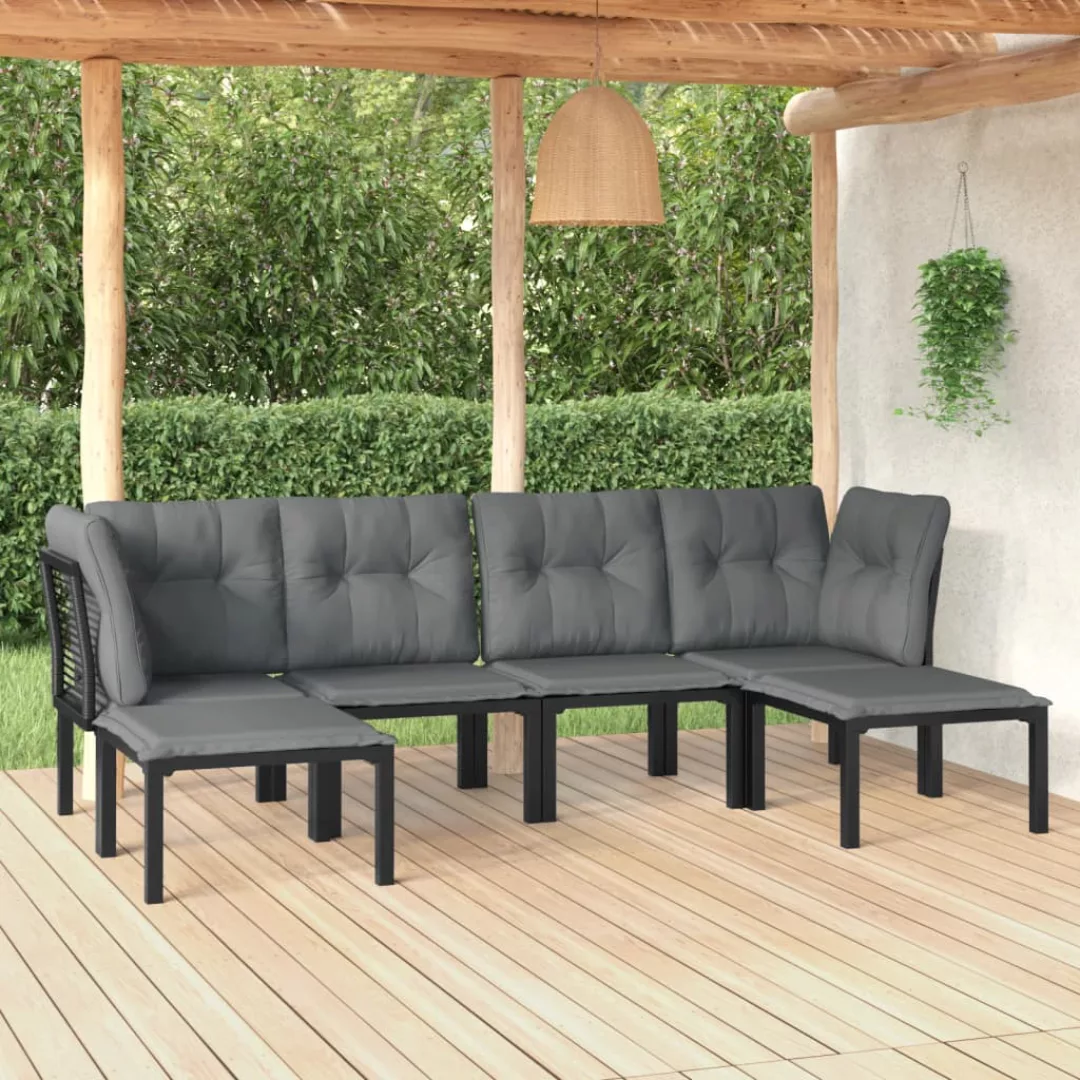 Vidaxl 6-tlg. Garten-lounge-set Schwarz Und Grau Poly Rattan günstig online kaufen