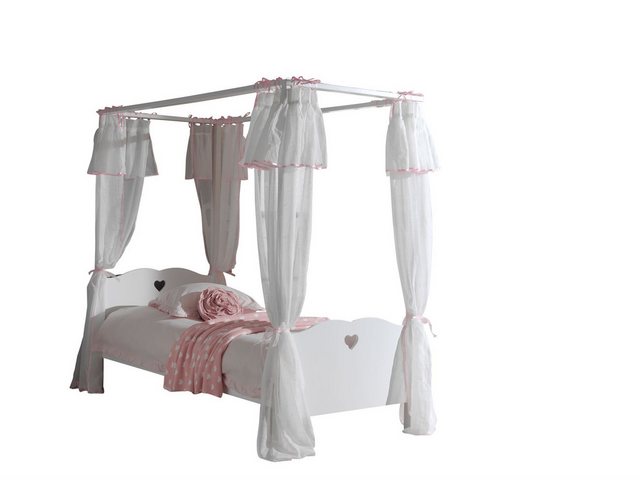 58 aufm Kessel Kinderbett Himmelbett Kamila 212x98x198 Kinderbett MDF Weiß günstig online kaufen