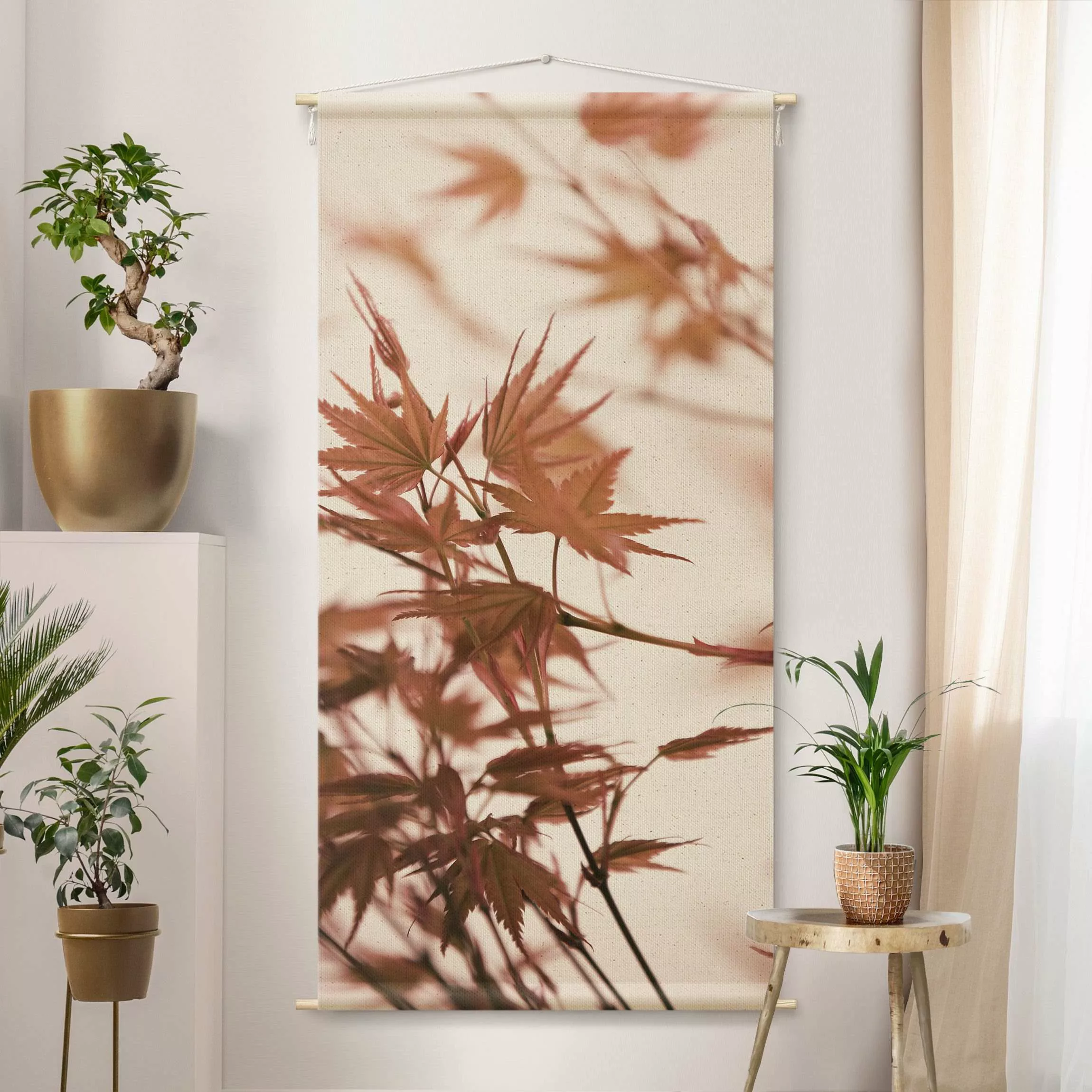 Wandteppich Ahornblätter in Herbstsonne günstig online kaufen