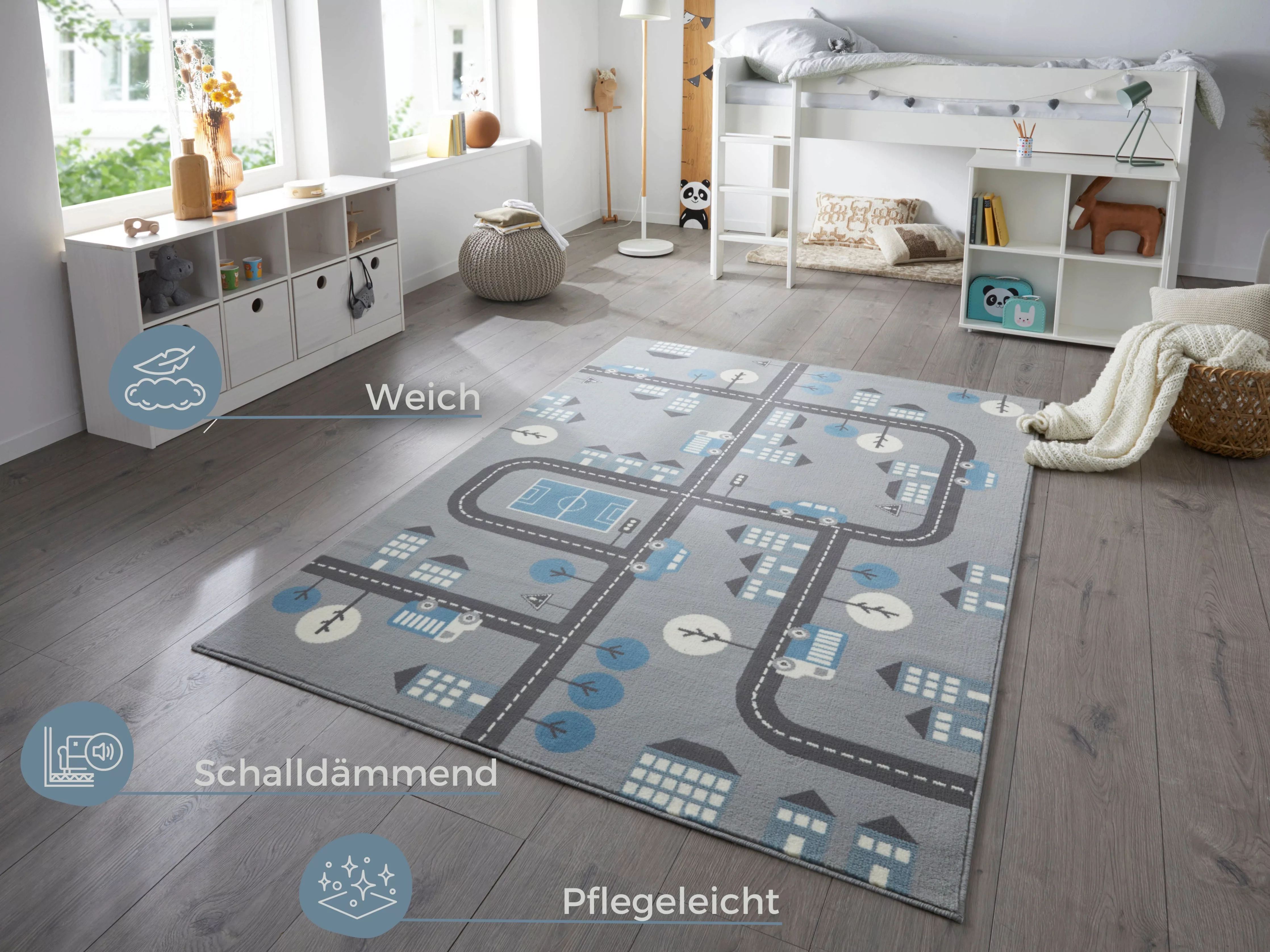 HANSE Home Kinderteppich »Town«, rechteckig, 0,9 mm Höhe, Kurzflor, Kindert günstig online kaufen