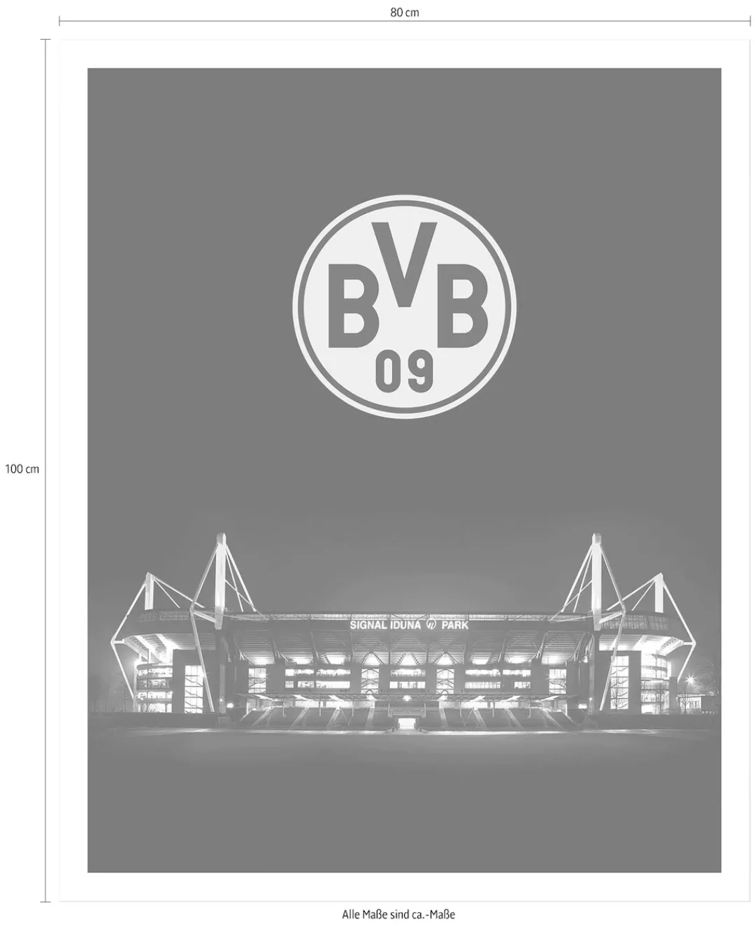 Wall-Art Poster "BVB Signal Iduna Park bei Nacht Emblem", Schriftzug, Poste günstig online kaufen