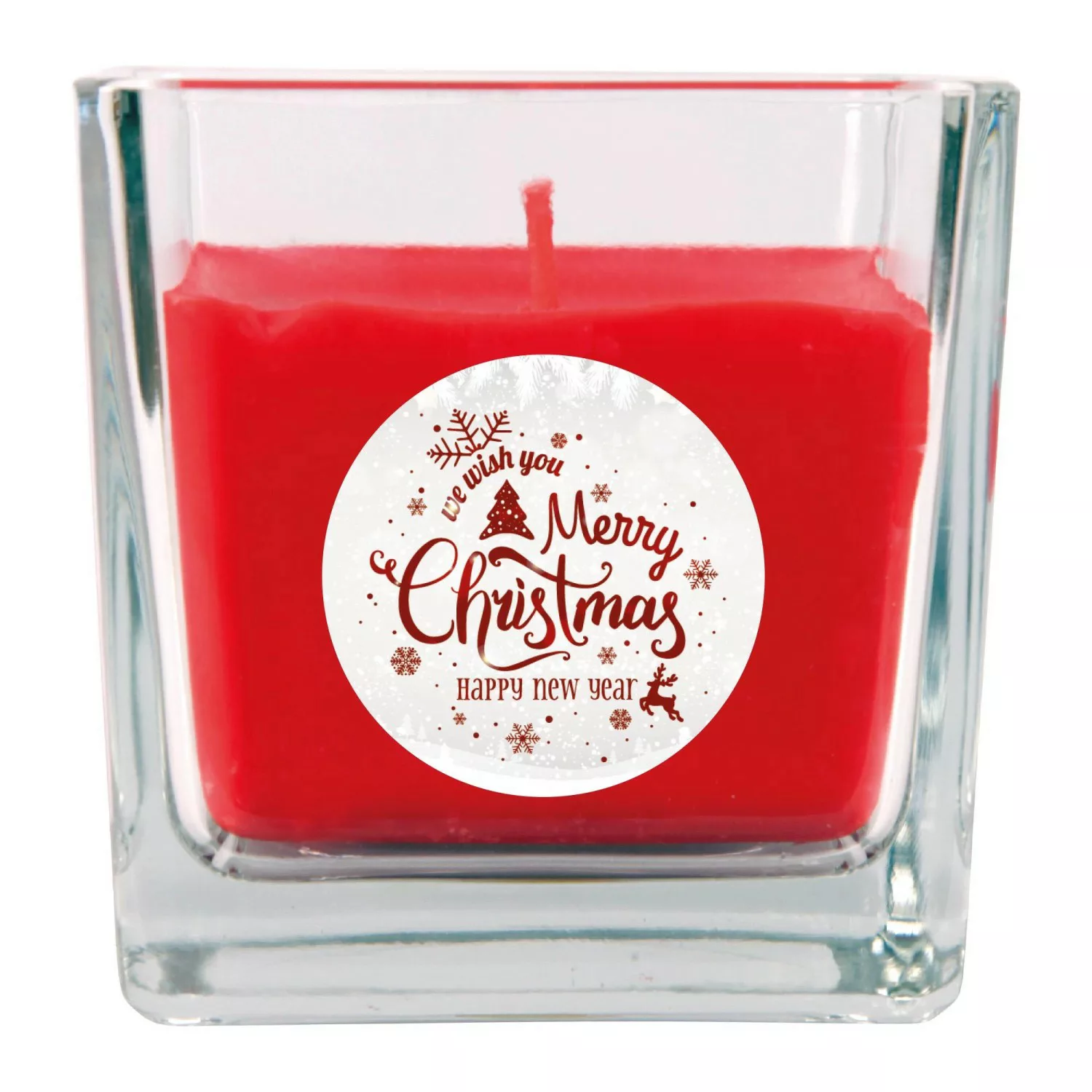 HS Candle Duftkerze & Glas Weihnachten Rot Bonbon 50h günstig online kaufen