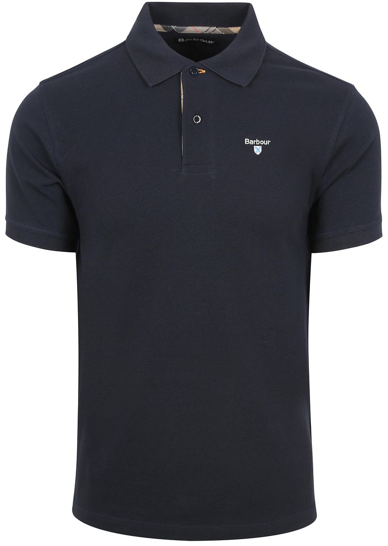 Barbour Tartan Pique Poloshirt Navy - Größe M günstig online kaufen