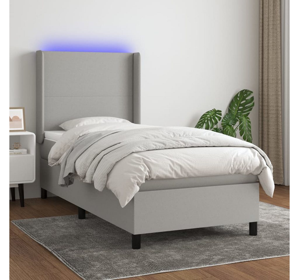 vidaXL Boxspringbett Boxspringbett mit Matratze und LED Stoff (90 x 190 cm, günstig online kaufen