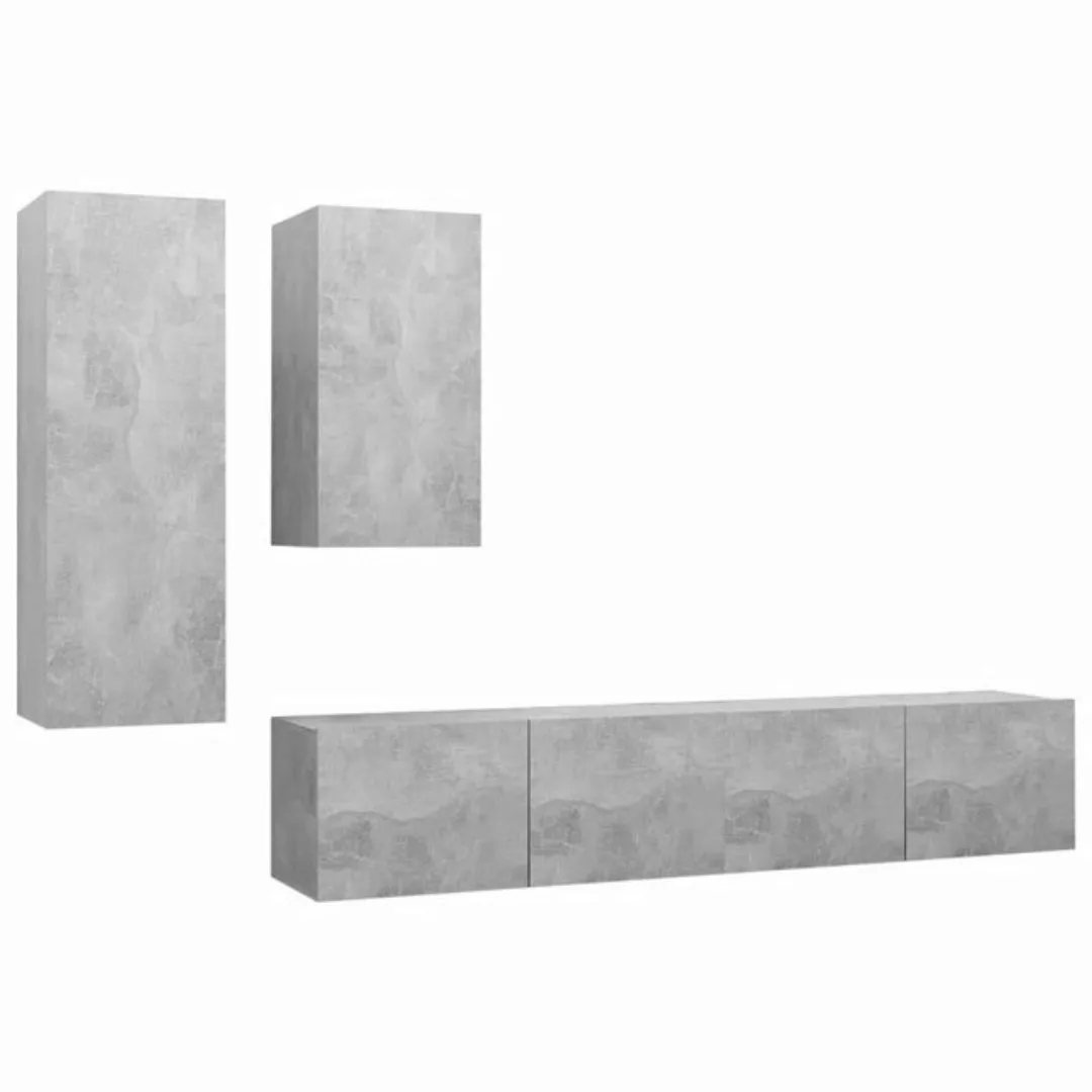 furnicato TV-Schrank 4-tlg. TV-Schrank-Set Betongrau Spanplatte günstig online kaufen