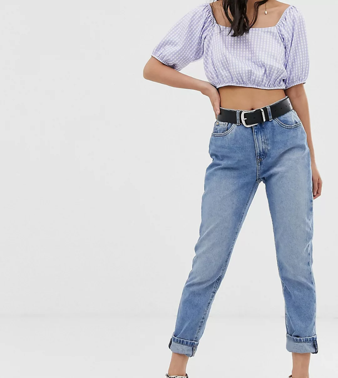 Only Petite – Mom-Jeans in Mittelblau günstig online kaufen