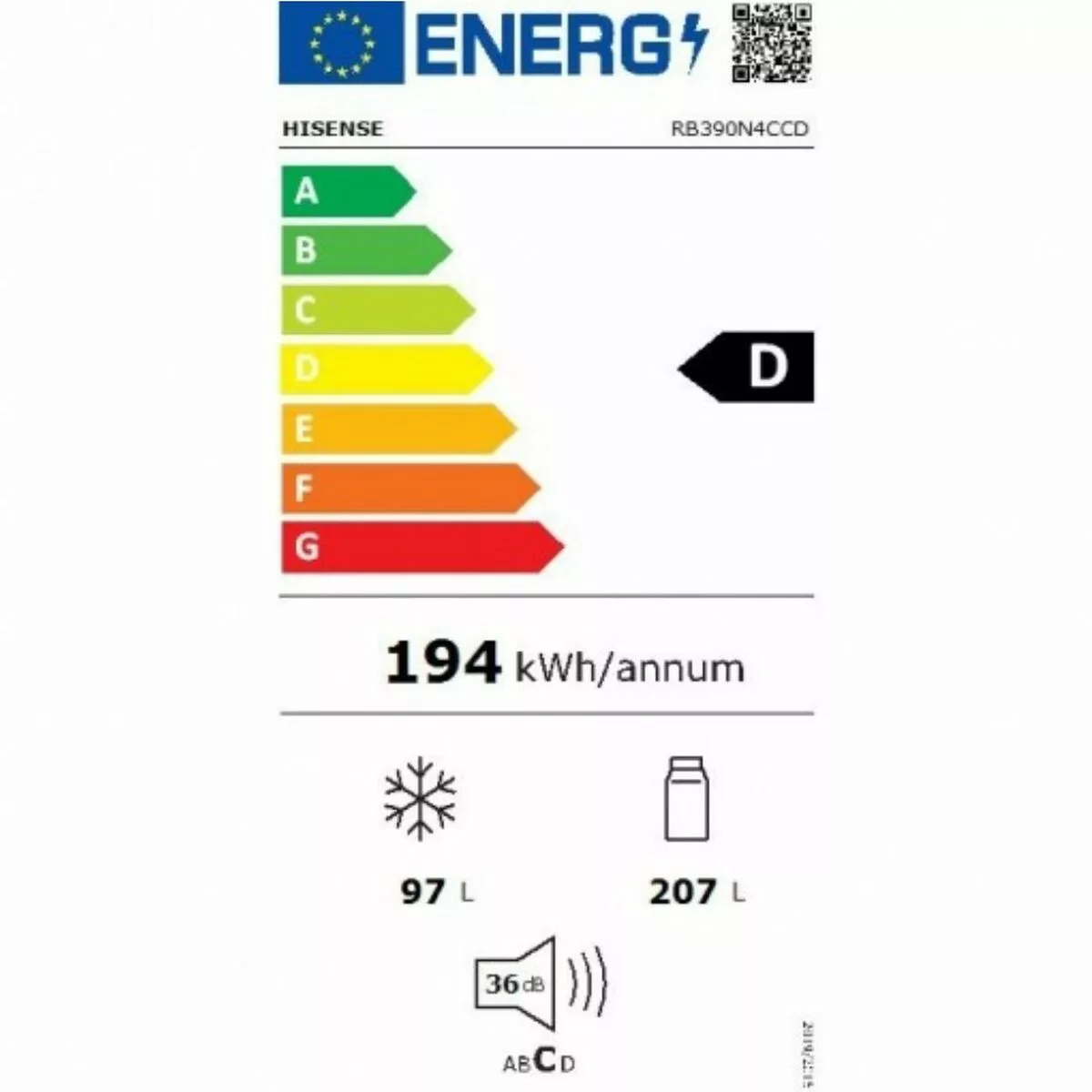 Kühl-gefrierkombination Hisense Rb390n4ccd  Stahl (186 X 60 Cm) günstig online kaufen