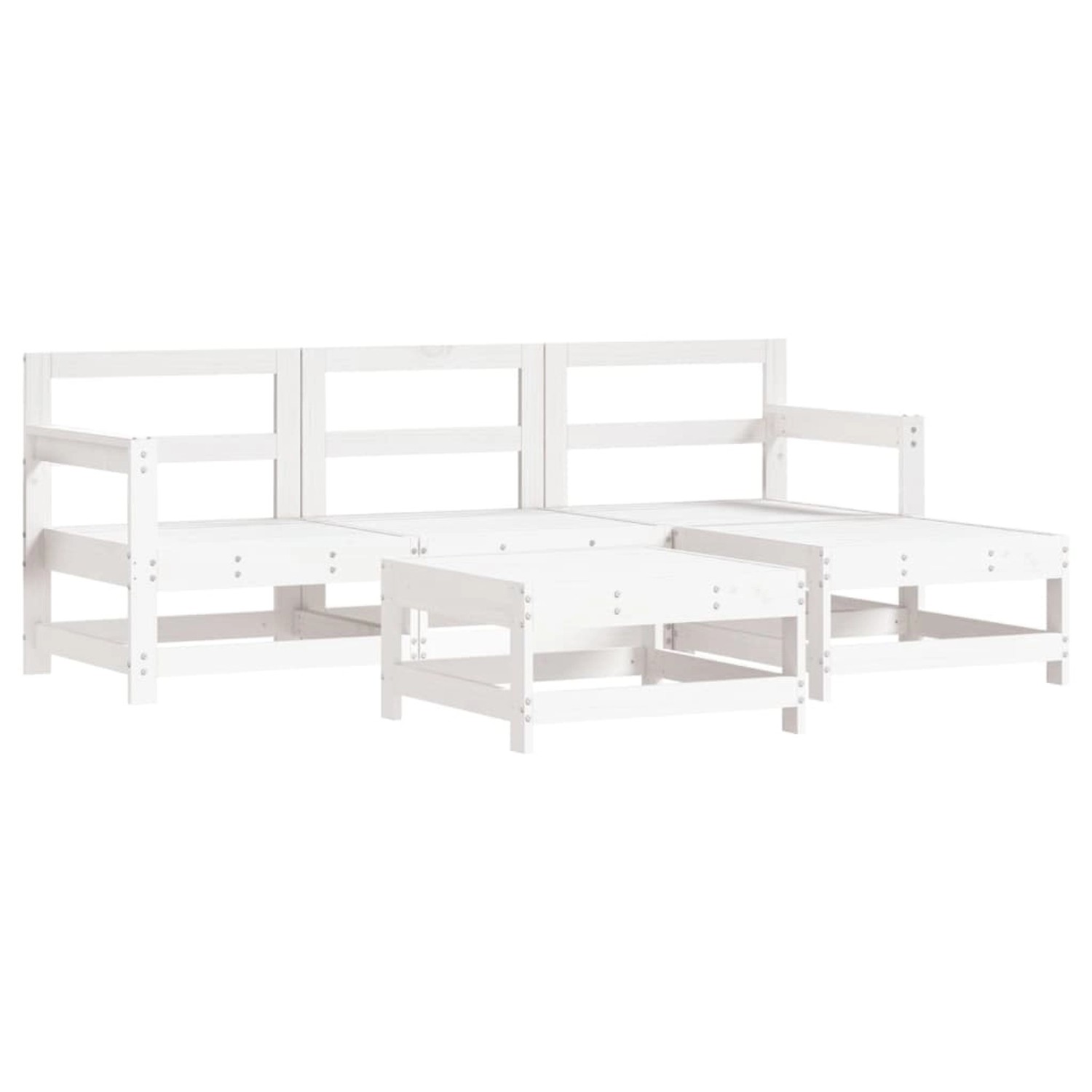 vidaXL 5-Tlg Garten-Lounge-Set Weiß Massivholz Kiefer 3186180 günstig online kaufen
