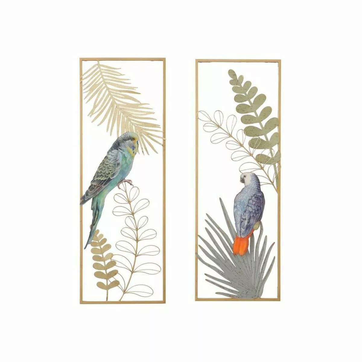 Wanddekoration Dkd Home Decor Golden Metall Bunt Papagei Tropical Gerahmt ( günstig online kaufen