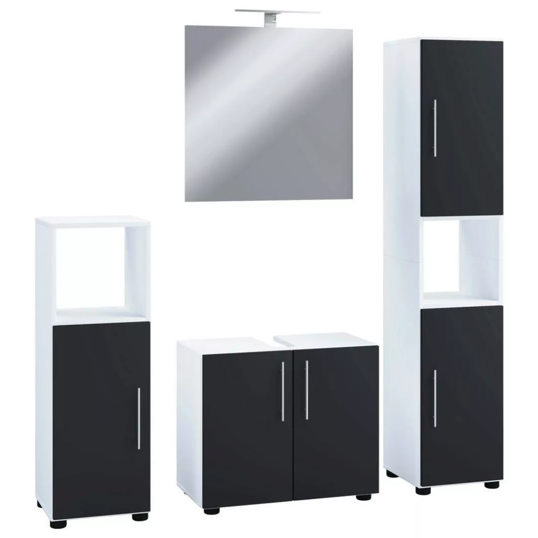 Badezimmer-Set 4tlg-Flandu schwarz weiß B/H/T: ca. 60x51x46 cm günstig online kaufen