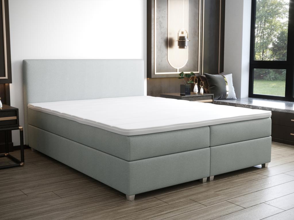 Boxspringbett komplett mit Bett-Kopfteil + Lattenrost + Matratze + Topper - günstig online kaufen