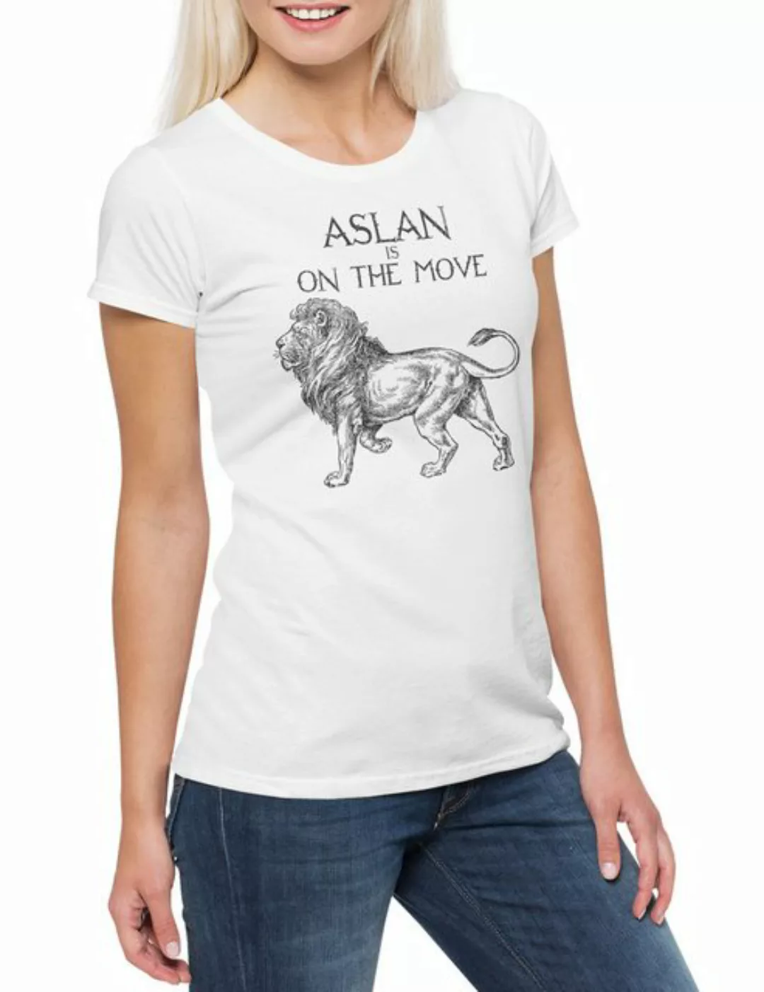 Urban Backwoods Print-Shirt Aslan Is On The Move Damen T-Shirt Löwe Lion Ch günstig online kaufen