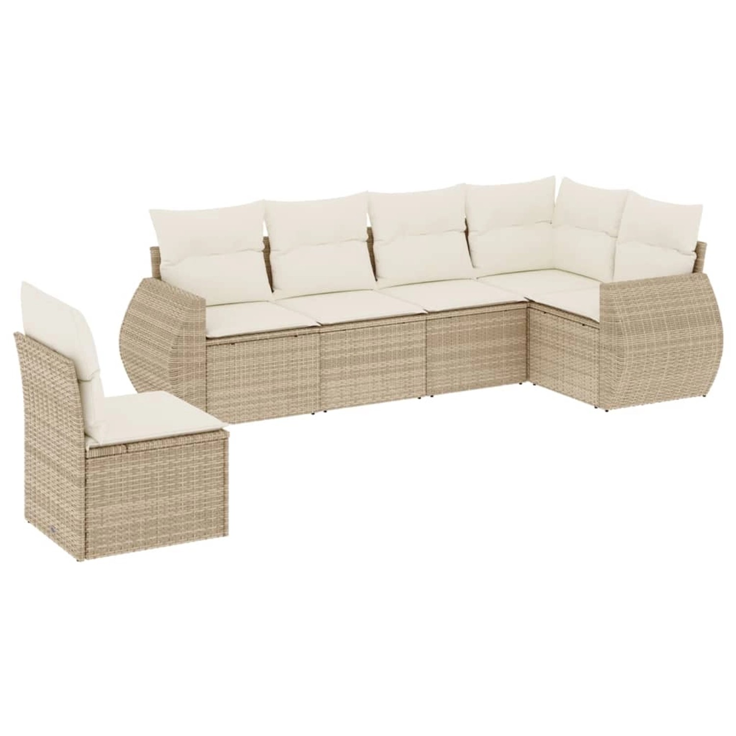 vidaXL 6-Tlg Garten-Sofagarnitur mit Kissen Beige Poly Rattan 3253765 günstig online kaufen