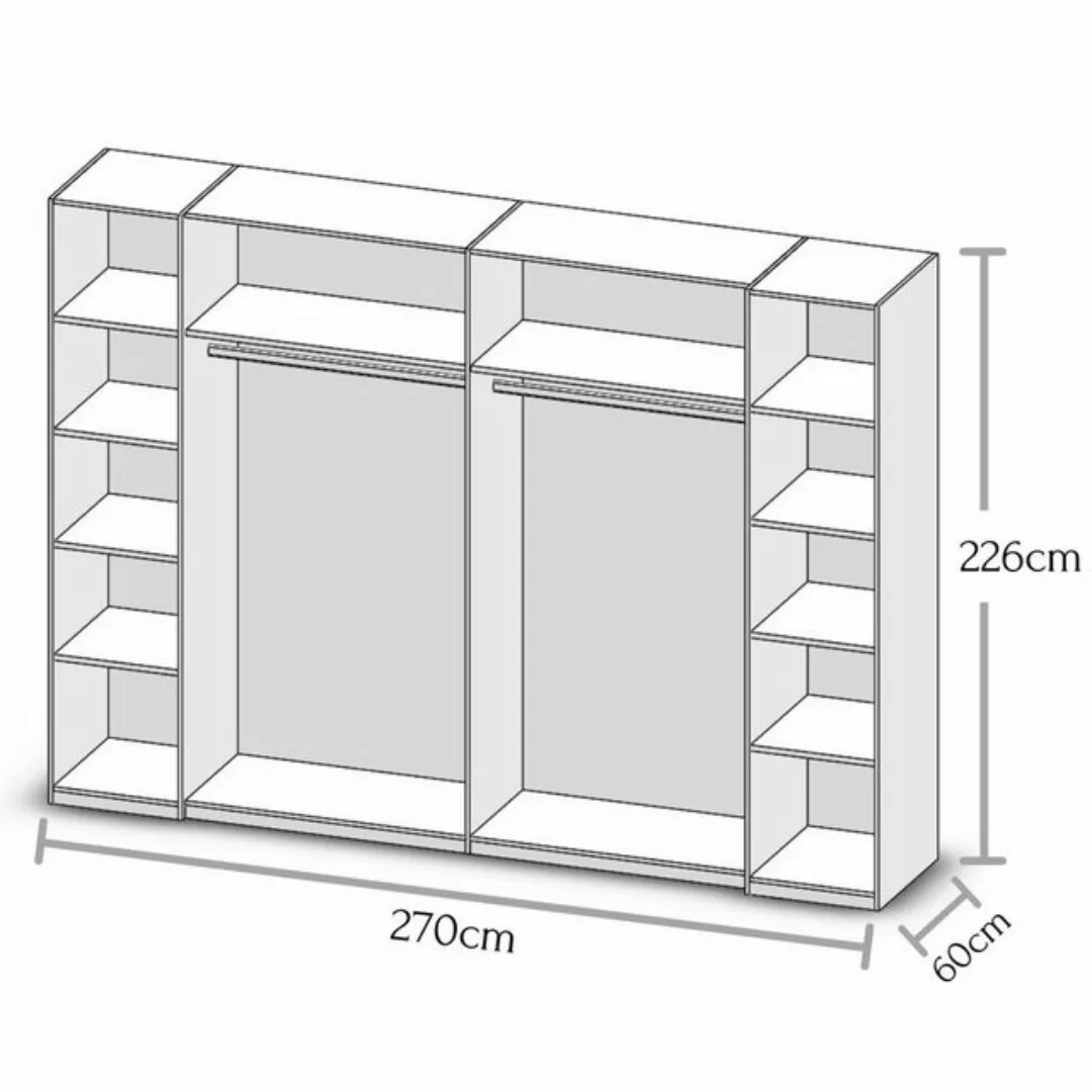 Pol-Power Kleiderschrank 267 x 225 x 60 cm (B/H/T) günstig online kaufen