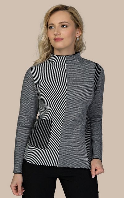 Passioni Strickpullover Turtleneck Pullover mit Kontraststreifenmuster günstig online kaufen