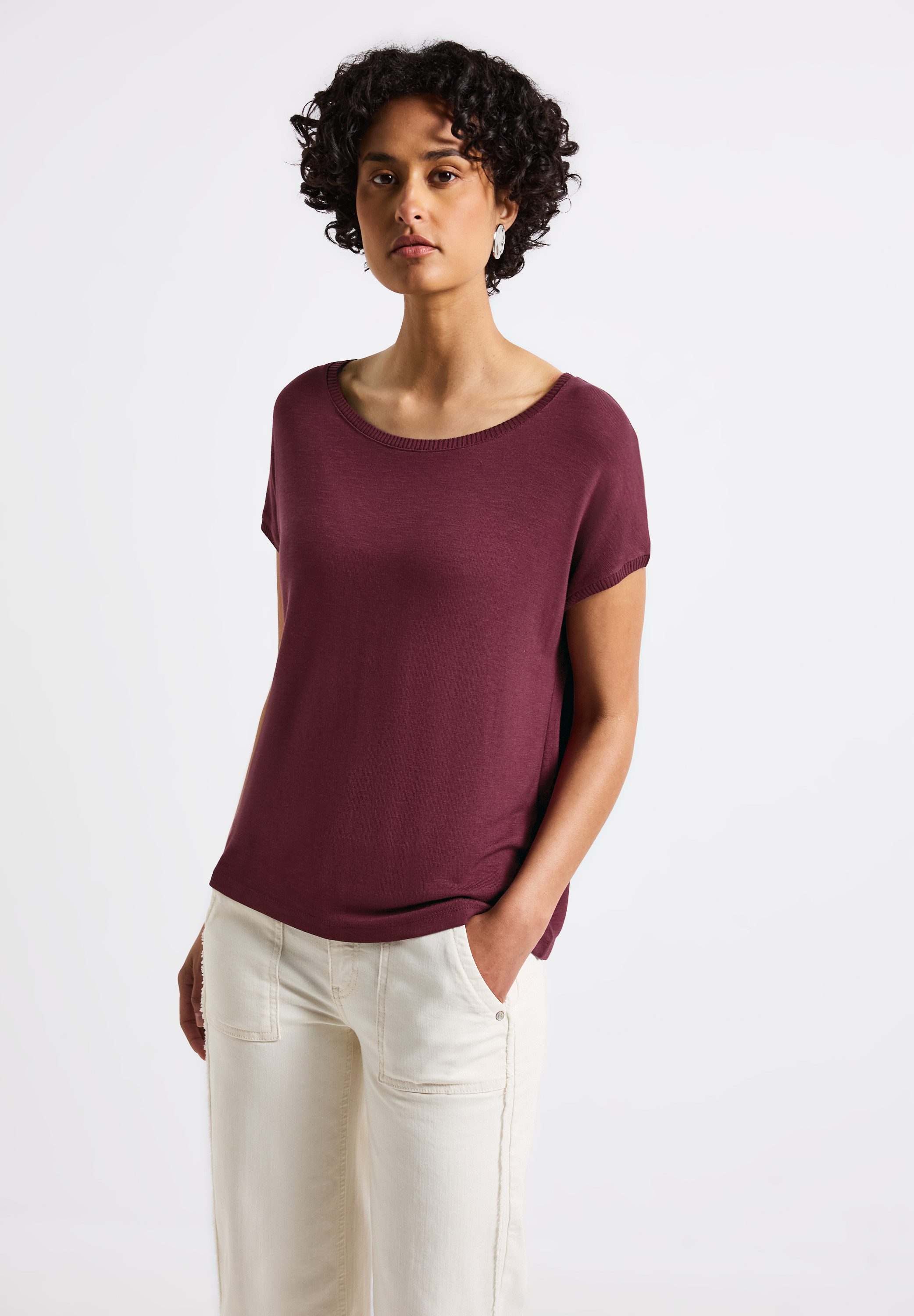 STREET ONE T-Shirt, mit Materialmix günstig online kaufen