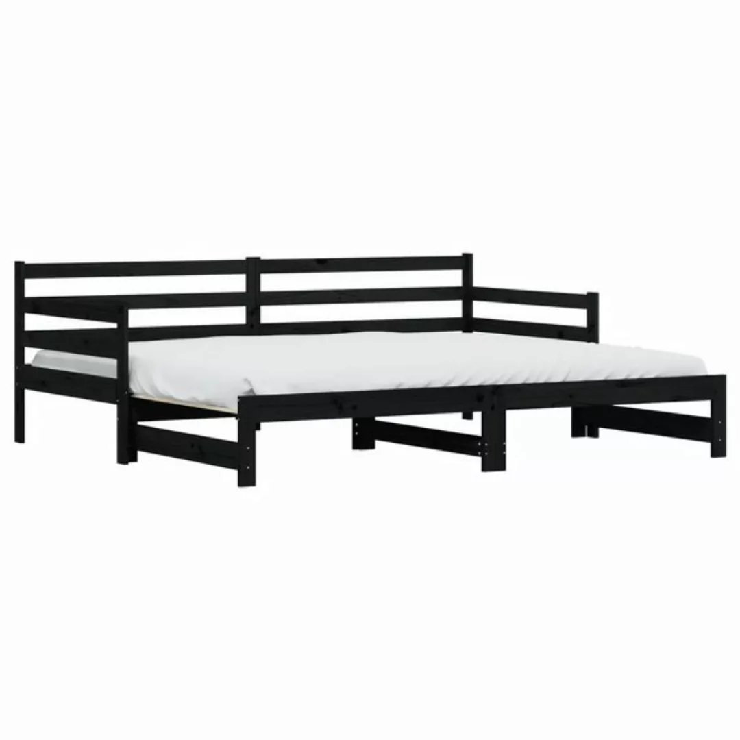 furnicato Bett Tagesbett Ausziehbar Schwarz 80x200 cm Massivholz Kiefer (1- günstig online kaufen