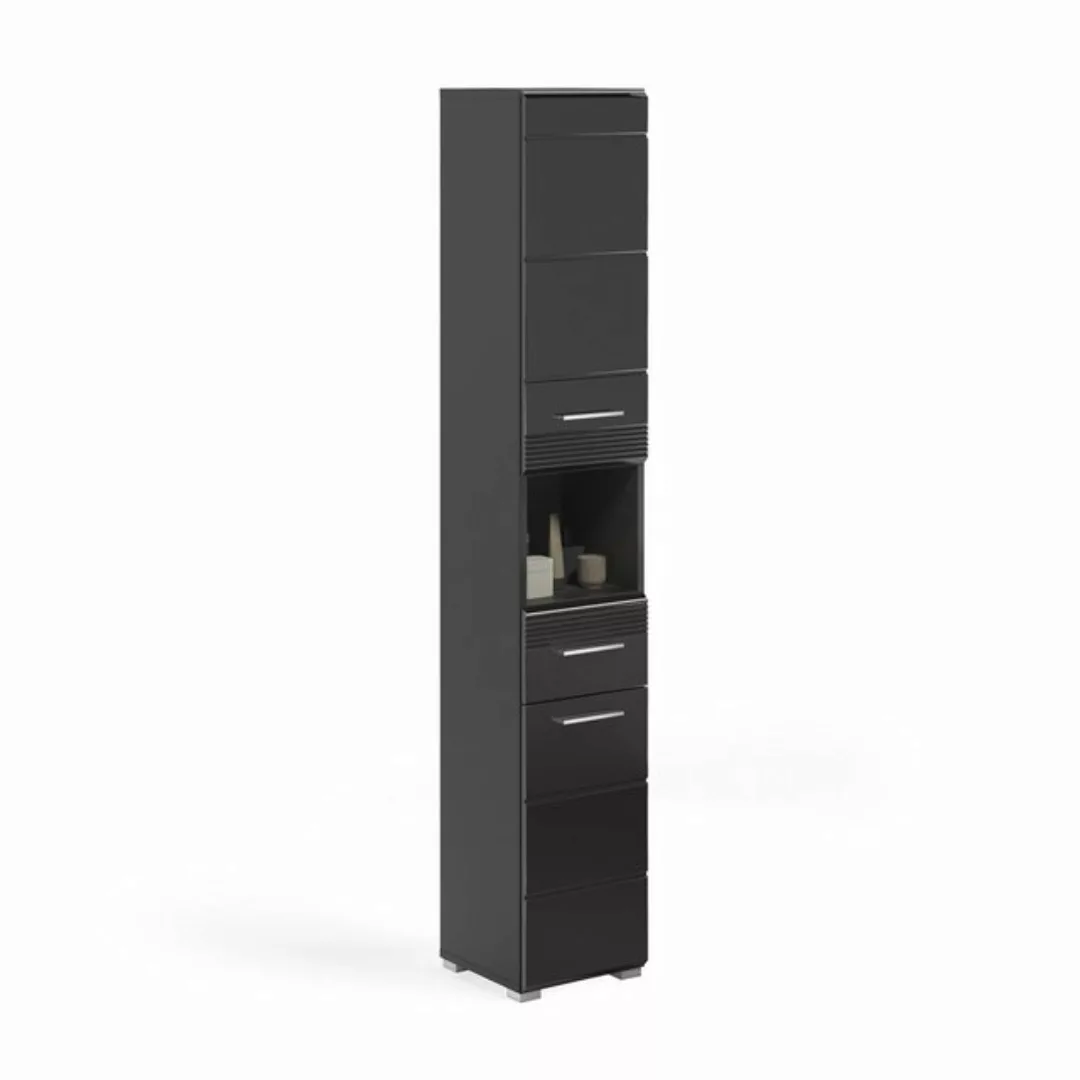 freiraum Hochschrank Linus in Schwarz Hochglanz - 30x182x31cm (BxHxT) günstig online kaufen